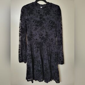 American Rag Juniors Black Velvet Floral Long Sleeve Dress